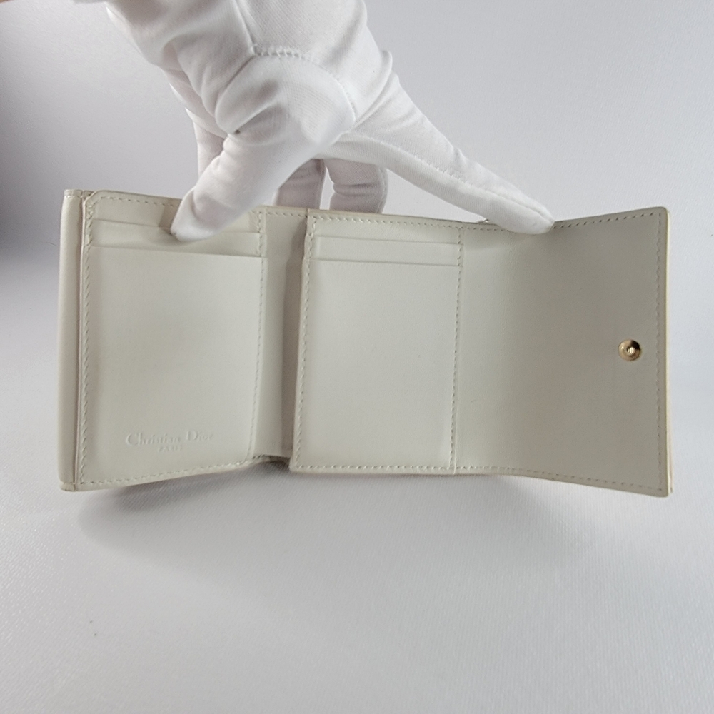 CHRISTIAN DIOR Cannage Lotus Leather Trifold Wallet - Picture 8 of 11